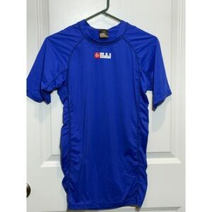 FUJI BJJ Rash Guard Men's Size L Short Sleeve Blue Athletic Top Jiu Jitsu